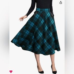 Women’s Plaid “Wool” Midi Skirt XXL